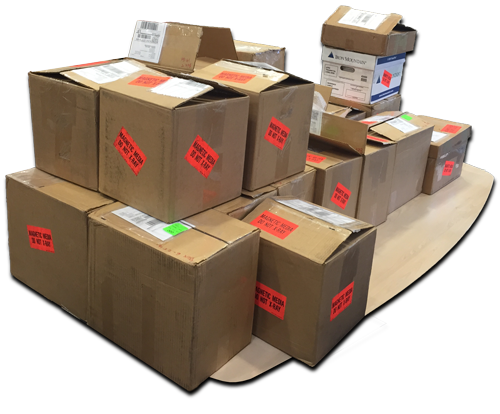 boxes of tapes on a table